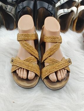 Taos Trulie Tan Braided Slingback Wedge Comfort Sandals US women’s 6–6.5
